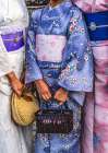 Colorful traditional Japanese kimonos, Kiyomizu Buddhist Temple, Kyoto, Japan. Art Print